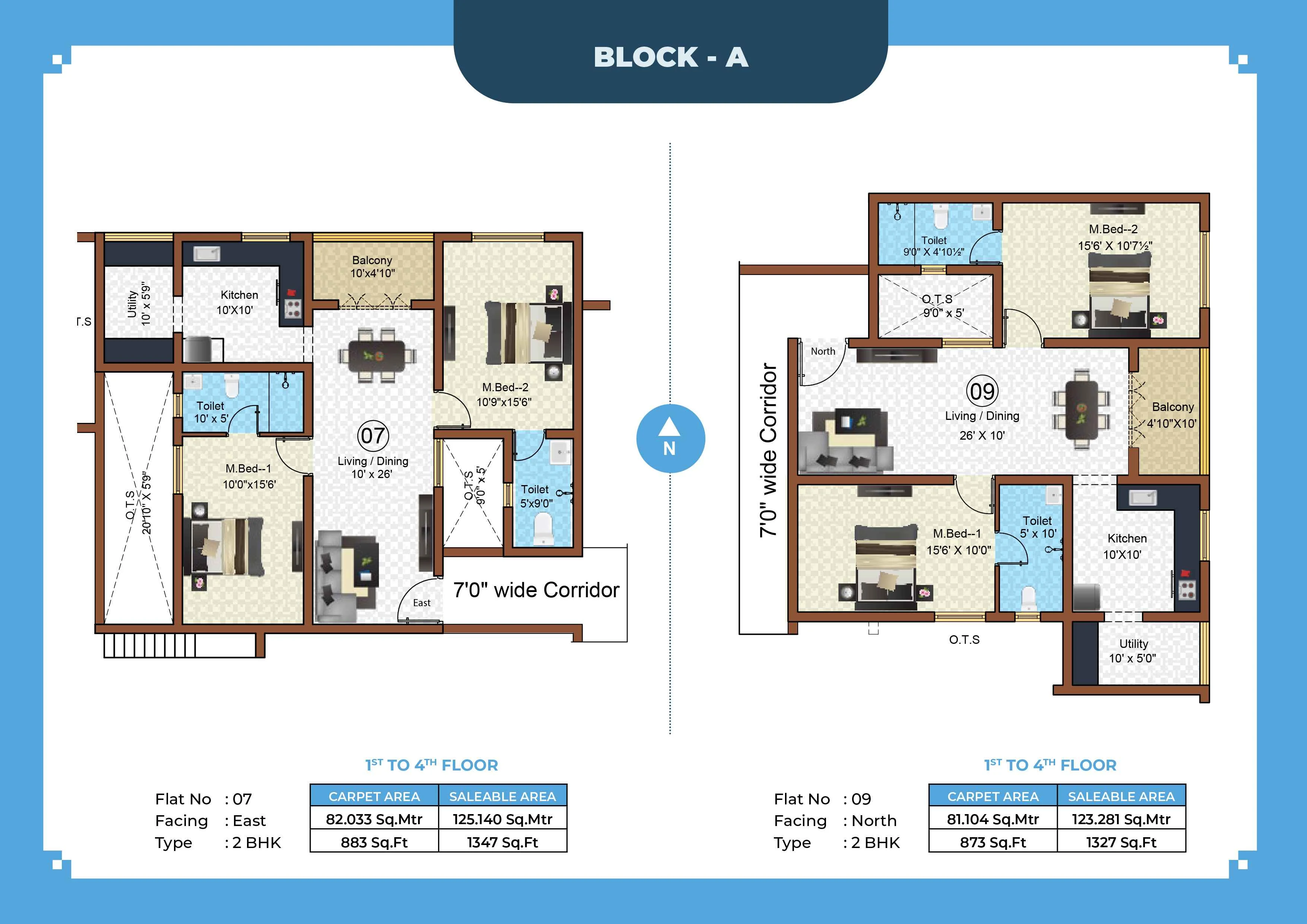 Callia Apartment 2BHK East facing floor plan 1347 sq-ft