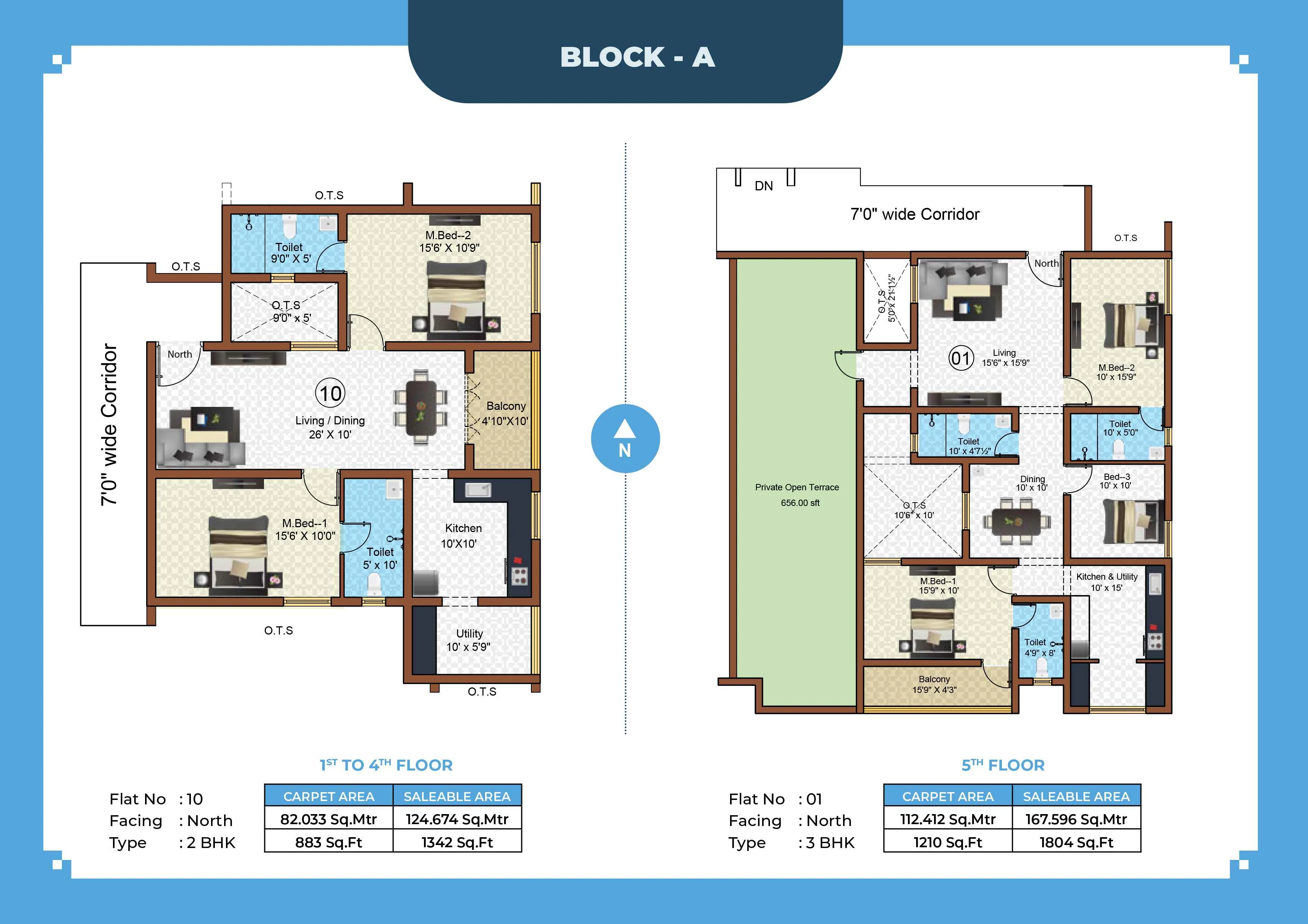 Callia Apartment 2BHK North facing floor plan 1342 sq-ft