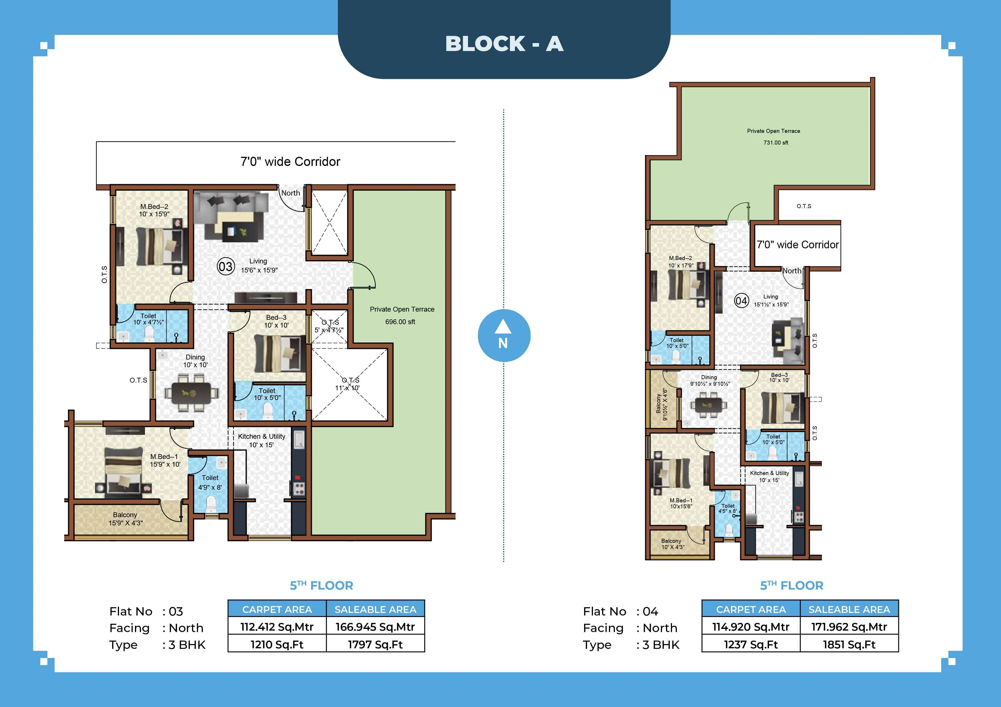 Callia Apartment 3BHK North facing floor plan 1797 sq-ft