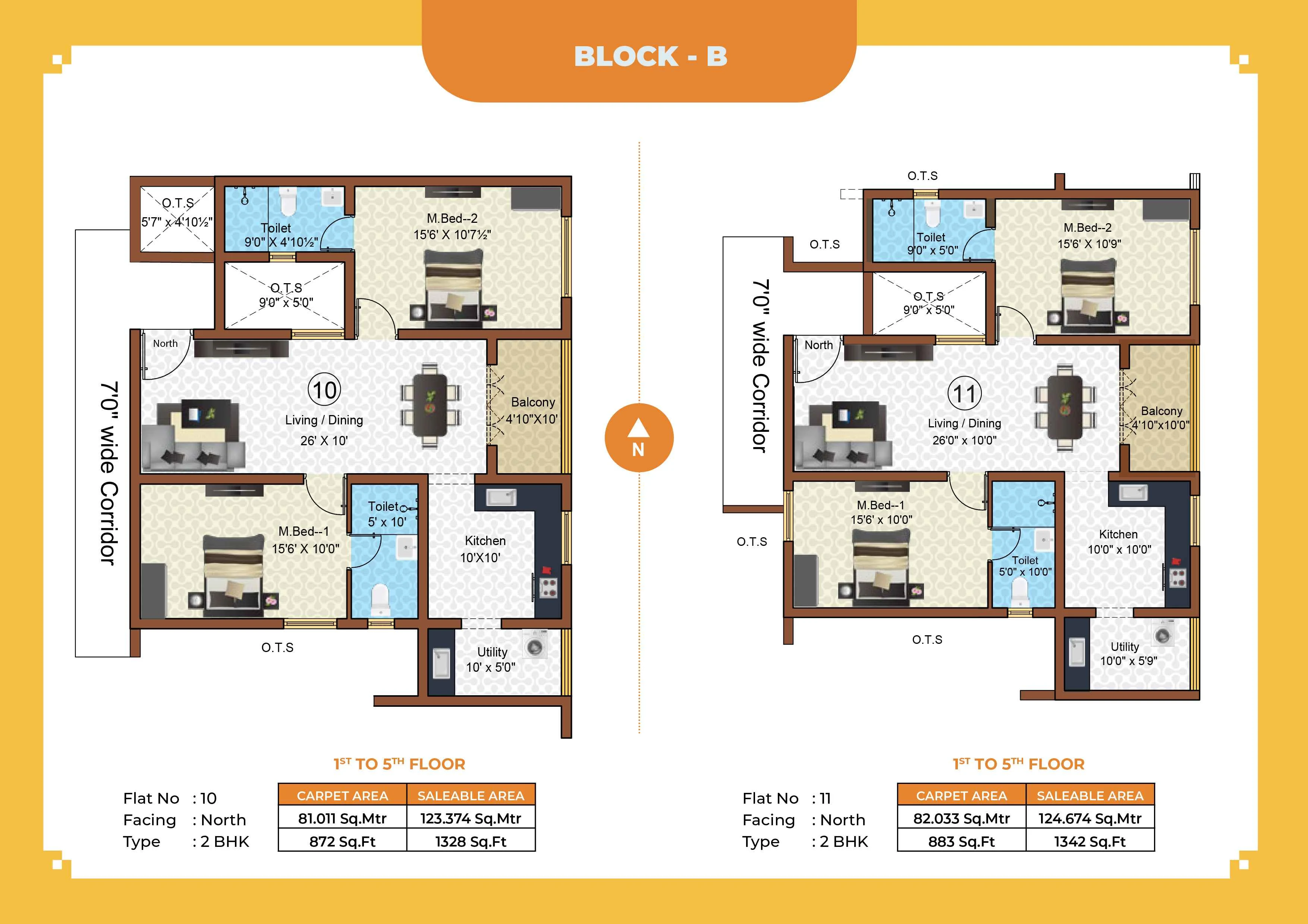 Callia Apartment 2BHK North facing floor plan 1328 sq-ft