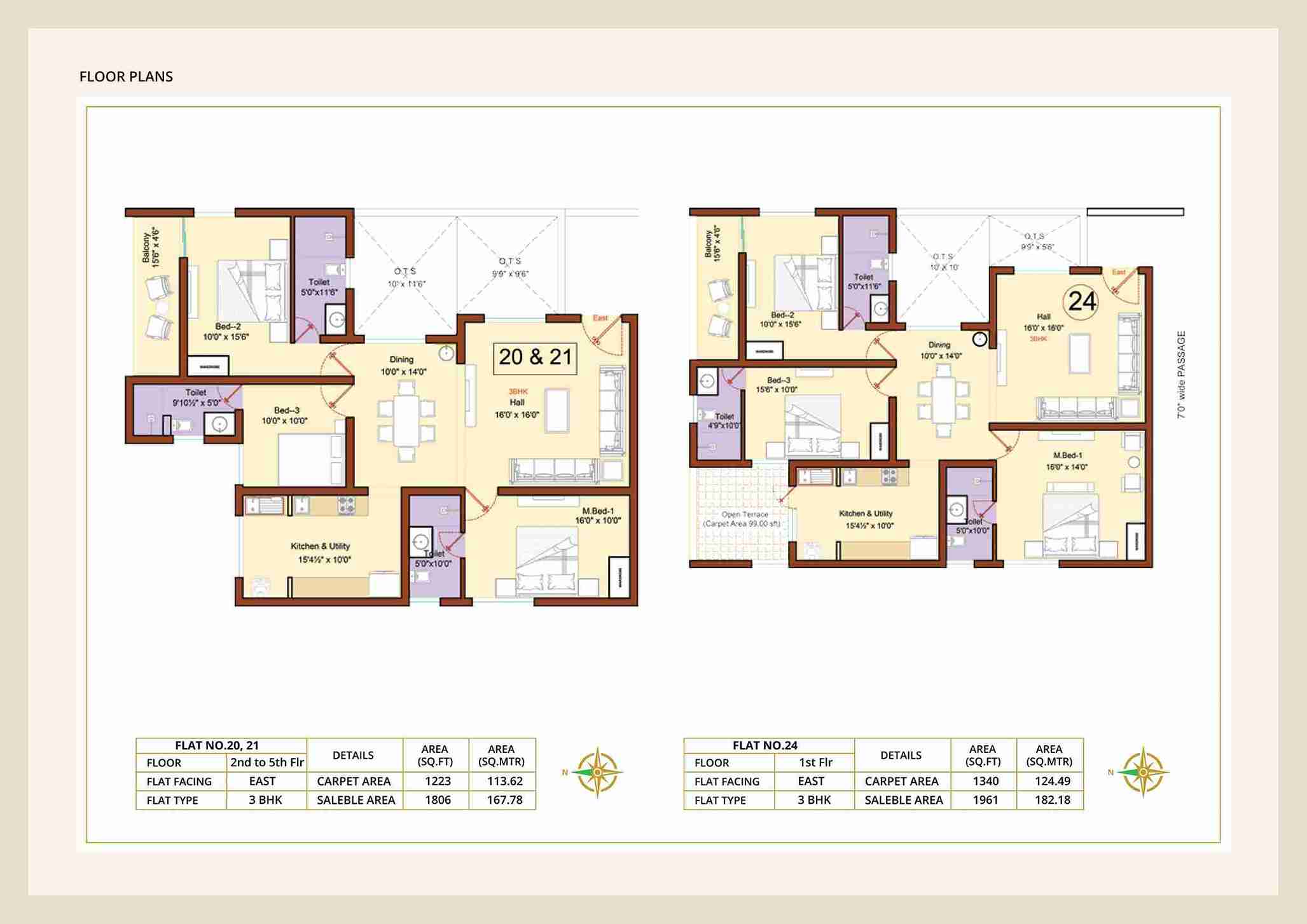 Diora Apartment 3BHK East facing floor plan 1806 sq-ft